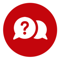 Icon with word bubble with a question mark in it